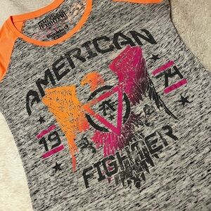 American Fighter Gray and Orange Short Sleeve Tee